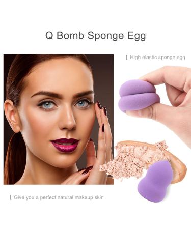 Premium 8-Piece Make-Up Sponge Set | Multicolored Beauty Sponges & Pumpkin-Shaped Drying Stand for Flawless Application - Buy Online on SooperMarket.com