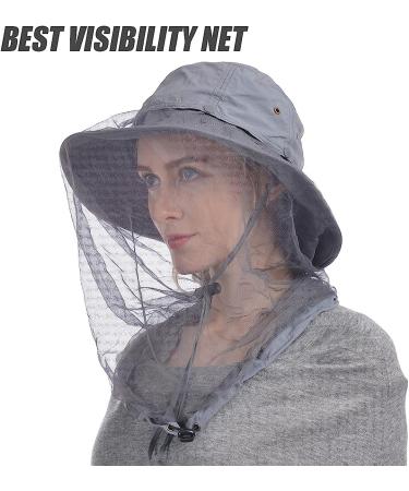 USHAKE Safari Hat with Hidden Net Mesh - Grey | Sun Protection Bucket Hat for Outdoor Activities - Buy Online on SooperMarket.com