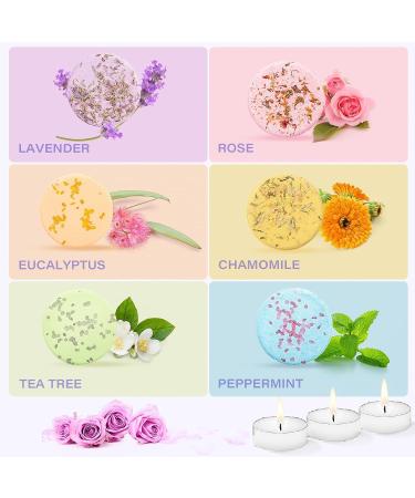 6-Piece Essential Oil Shower Steamers & Tea Candle Bath Bombs Set for Women | Pure Essential Oils | Home Spa Gift | Mother's Day Idea - Buy Online on SooperMarket.com