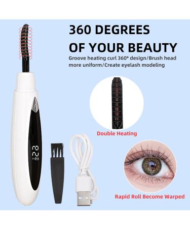 TBeautfave Heated Eyelash Curler Electric Eyelash Curler 10s Quick Heat Eyelash Curlers Double Heating Wires Wand-Shaped Tip 3 Temperature Settings Curled Lasting for Eye Beauty Makeup - Buy Online on SooperMarket.com