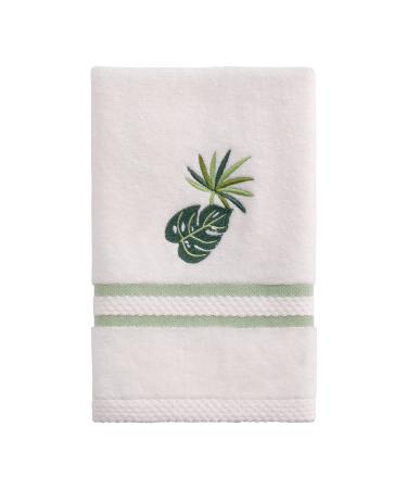 Avanti Linens - Fingertip Towel, Soft & Absorbent Cotton Towel (Viva Palm Collection),White White Embroidered Fingertip Towel