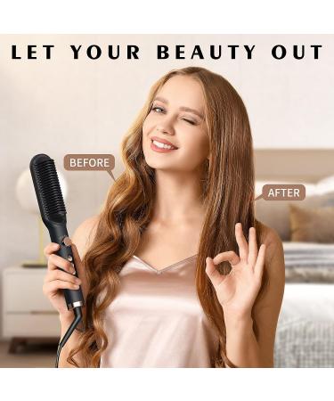 LASSROKA Negative Ion Hair Straightener Brush for Women - 9 Temp Settings, Fast Heating & Anti Frizz - Styling Comb for Smooth Hair - Buy Online on SooperMarket.com