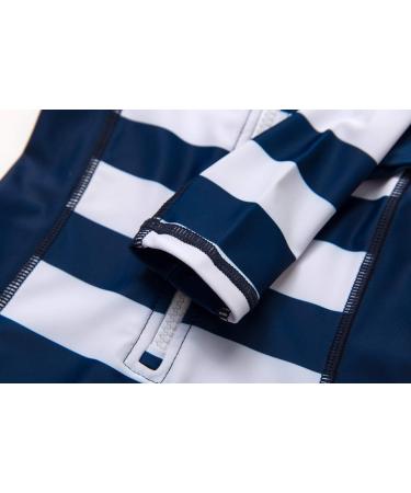 Bonverano Baby Boys Swimsuit - UPF 50+ Full-Zip Hoodie One Piece Swimwear 12-18 Months | Hooded White Stripe - Buy Online on SooperMarket.com