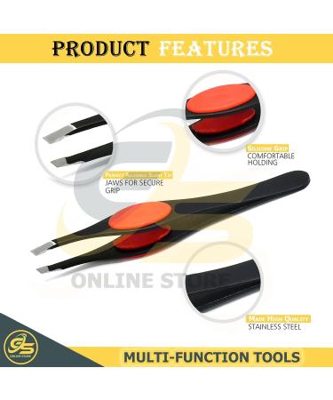 Slanted Grippy Eyebrow Tweezers - G.S Online Store 4 Mix Colors Set - Buy Online on SooperMarket.com