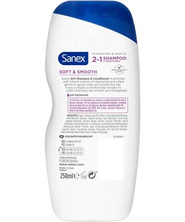 Sanex Nourishing & Gentle 2-in-1 Shampoo and Conditioner 250 ml Pack of 6 Dermatologically Tested Natural Extracts to Nourish & Soften Hair (6 x 250 ml) Shampoo/Conditioner - Buy Online on SooperMarket.com
