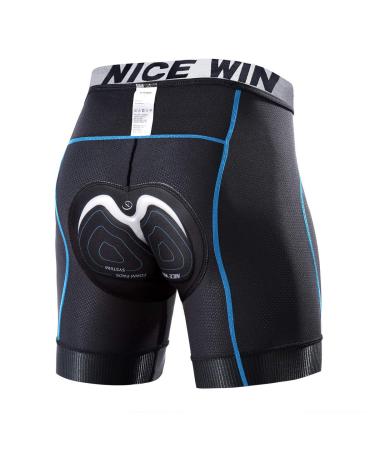 Nicewin bike underpants men with seat cushion cyclists underwear 4D padded bicycle pants short breathable fast -drying shockproof men bike underpants L blue
