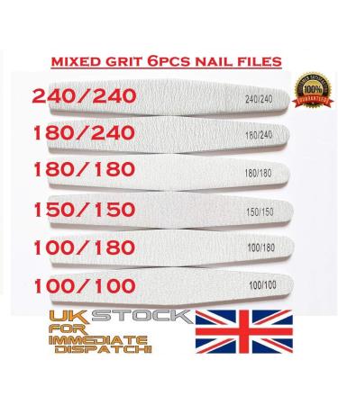 6x Nail Files Zebra DIAMOND Shape Mixed Grit Double Sided Emery Board Pro File - Buy Online on SooperMarket.com