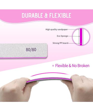 Professional 80/80 Grit Nail Files - Double Sided Emery Board for Acrylic and Gel Nails - Coarse Nail File for Home and Salon Use - 50pcs - Buy Online on SooperMarket.com