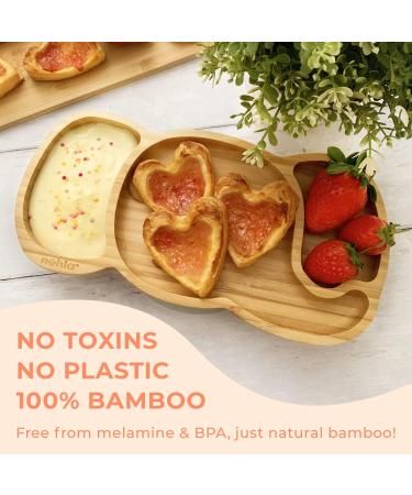 Nohla - Ezra The Elephant Bamboo Baby Weaning Plate | Spill-Proof Suction Base | 6+ Months | 100% Bamboo & FDA Silicone | BPA-Free | Grey - Buy Online on SooperMarket.com