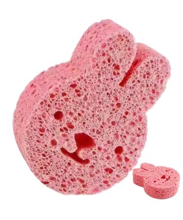 Neamou Baby Sponge for Bathing | Soft Baby Body Wash Scrubber Wood Pulp Sponge Shower Sponge Dead Skin Remover Cute Shower Brush Bath Supplies for Toddler Kids Baby Pink