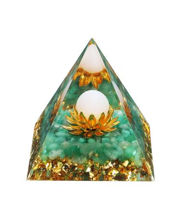 MXiiXM Orgone Pyramid Positive Energy Crystal Pyramid Flower of Life Quartz with Agate Protection Crystals Energy Generator for Stress Reduce Healing Meditation Attract Wealth Lucky (Lotus White)