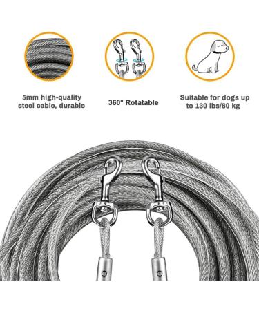 XhuangTech 16.4ft Dog Tie Out Cable with 16 inches Heavy Duty Spiral Ground Stake Spike for Dog Up to 130 lbs for Playing Camping and Backyard in Ground - Buy Online on SooperMarket.com