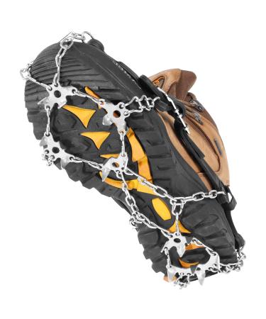 Crampons Ice Cleats Traction Snow Grips for Boots Shoes Stainless Steel Spikes Safe Silicone Protect for Hiking Fishing Walking Climbing Mountaineering Women Men Large steel