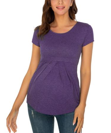 Love2Mi Nursing Shirt Women's Maternity Stop Maternity Maternity Nursing Maternity Top Layered Design Wrap Layer S-purple M