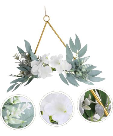 COOLHIYA Greenery Garland Wrought Iron gate Hanging Wreath Flowers Decoration Artificial Flower Garland Nordic Decor Door White 20x20cm - Buy Online on SooperMarket.com