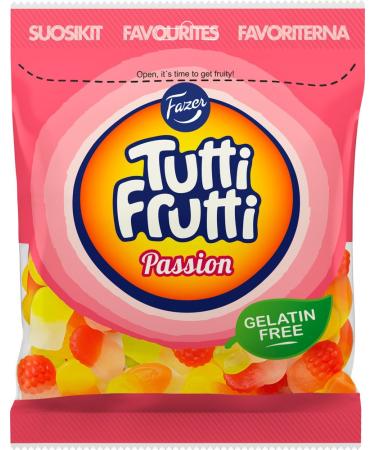 Fazer TUTTI FRUTTI Passion Finnish Jellies/ Gums/ Chews Candy Sweets Bag 180g.