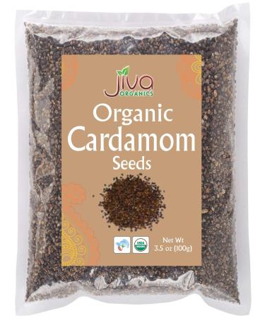 Jiva Organics Organic Cardamom Seeds Black (Decorticated) 3.5 Ounce Bag - Premium, Non-GMO