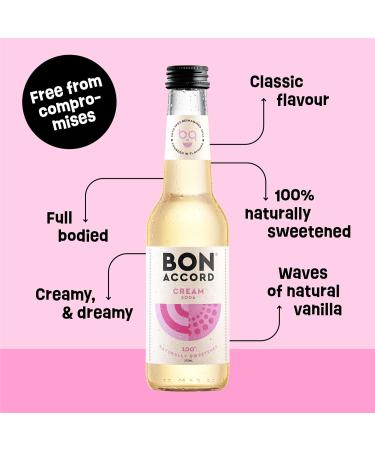 Cream Soda 275ml Pack of 12 From Bon Accord Plant Based Cream Soda Fizzy Soft Drink with Natural Flavours and No Artificial Sweeteners - Buy Online on SooperMarket.com
