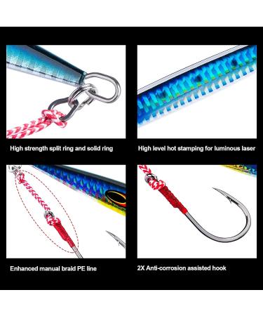 Goture Saltwater Jigs Vertical Slow Pitch with Glow Stick Lead - 3Pcs Set for Tuna Salmon Fishing - 80g-250g Options - Ideal Gift for Men - Buy Online on SooperMarket.com