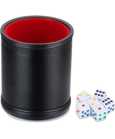 Hloyacc Felt Lined Professional Dice Cup - with 6 Dice Quiet for Yahtzee Game,1pack
