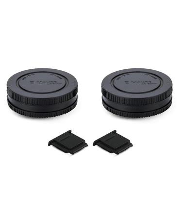 2 Pack E Mount Body Cap Cover & Rear Lens Cap for Sony A6000 A5100 A6100 A6300 A6400 A6500 A6600 ZV-E1 ZV-E10 A7C A7 A7II A7III A7IV A7R A7RII A7RIII A7RIV A7RV A7S A7SII A7SIII A9 A9II & More For Sony E Mount