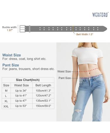 Double Grommet PU Leather Punk Belt for Women Men - 1.5 Wide 2 Hole Belts - A-Black - Fits Waist Up to 34 - Buy Online on SooperMarket.com