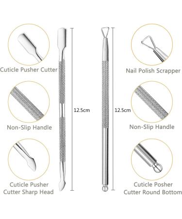 2 Pcs Stainless Steel Cuticle Pusher & Peeler Set for Nail Care | Dual Head Nail Scraper for Fingernails & Toenails - Professional UV Gel Polish Remover Tool - Buy Online on SooperMarket.com
