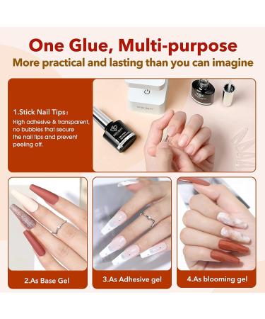 Modelones Nail Tips and Glue Gel Kit - 4 in 1 Nail Glue, Base Gel, Ultra-Portable Lamp, 500 Coffin Nails - Acrylic DIY Nail Art Tools for Gel Extensions - Nude/Clear - Buy Online on SooperMarket.com