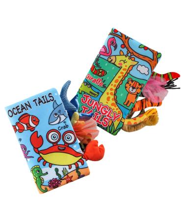 Vaguelly 2 pieces of tear -resistant fabric book crackling book for toddlers for babies for baby fabric books to touch and feel baby books toys quiet book for toddlers