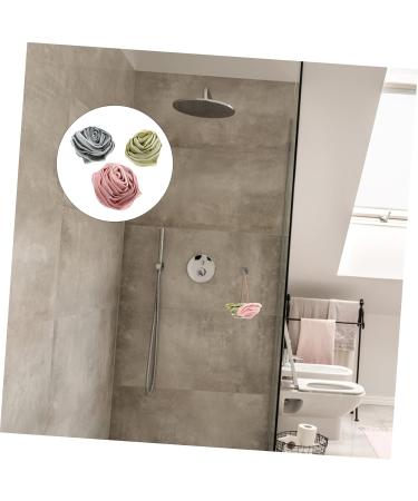 Angoily 3pcs Rose Bath Balls - Natural Loofah Body Scrubber & Shower Back Scrubber for Adults | High-Quality Bath Poufs & Brushes for Relaxing Bath Experience - Buy Online on SooperMarket.com