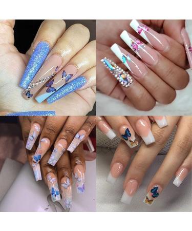 Baoximong Butterfly Nail Stickers - 8 Sheets Colorful Spring 3D Self-Adhesive Decals | Holographic Laser Design Nail Art Accessories for Women - Buy Online on SooperMarket.com