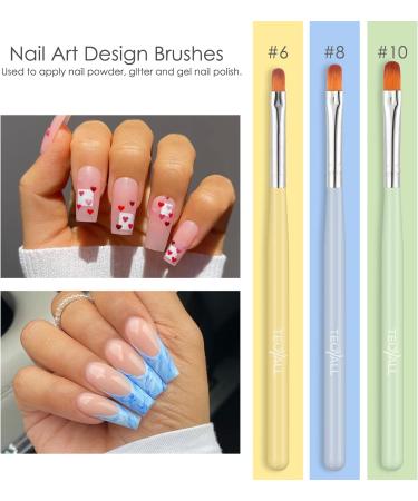 TEOYALL 7 PCS Gel Nail Brushes Set - Oval Flat & Builder Tips for Poly Gel Extension - Multicolor Nail Art Brushes - Buy Online on SooperMarket.com