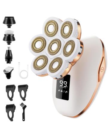 Electric Razor for Women 7D Facial Hair Removal 5-in-1 Wet/Dry Bikini Trimmer Electric Shaver for Women Rechargeable Face Shaver for Arms Legs Armpit Pubic Area Painless Womens Grooming Kit