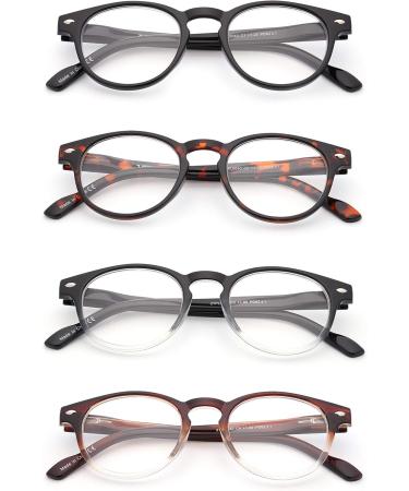JM 4 Pack Vintage Round Spring Hinge Reading Glasses for Men & Women +1.0 Mixed Color Set - Buy Online on SooperMarket.com