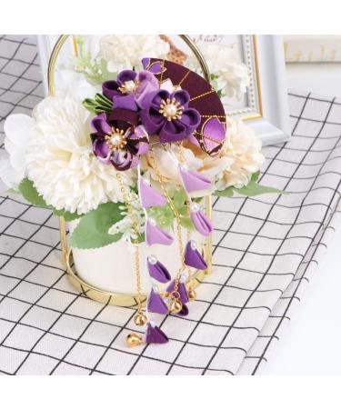 FRCOLOR Japanese Kimono Flower Hair Clips - Purple Bridal Kanzashi Hair Accessories for Women and Girls - Buy Online on SooperMarket.com