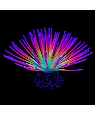 Uniclife Aquarium Imitative Rainbow Sea Urchin Ball Artificial Silicone Ornament with Glowing Effect for Fish Tank Landscape Decoration Rainbow/Green/Blue