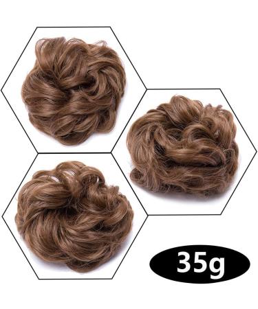 Silk-co Curly Hair Bun Scrunchie in Light Brown - 35g Synthetic Hair Extension - Buy Online on SooperMarket.com