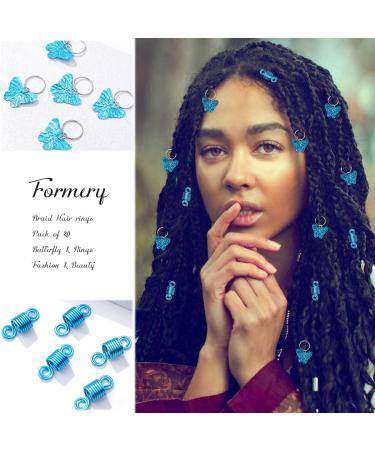Braids Blue Butterfly Hair Jewelry for Women - Pack of 20 Spiral African Dreadlock Accessories - Buy Online on SooperMarket.com