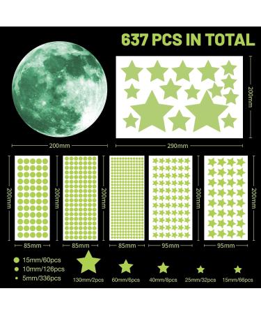 ECHOCUBE Glow in the Dark Wall Stickers Set - 637pcs Stars, Moon and Dots for Kids Bedroom Decor - Buy Online on SooperMarket.com
