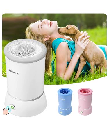 Portable Automatic Dog Paw Cleaner with Soft Silicone Bristles - Ideal for Small & Medium Sized Dogs - White - Buy Online on SooperMarket.com