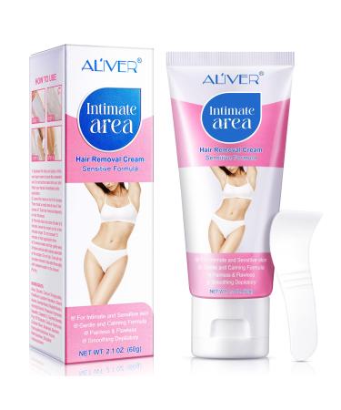 Intimate Painless Depilatory Gel for Women - Bikini Hair Removal for Sensitive Skin Underarms and Private Parts Suitable for All Skin Types