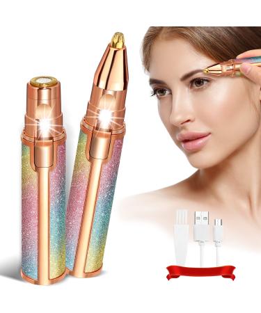 2 in 1 Eyebrow Trimmer, Kwanan Facial Hair Removal for Women, Eyebrow Hair Remover USB Rechargeable and Painless Eyebrow Razor with LED Light for Eyebrow, Face, Lips, Nose,Body