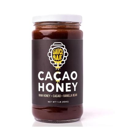 Sauce Bae Cacao Raw Honey with Vanilla Bean - Organic Unpasteurized Unfiltered, Superfood Chocolate - 1 lb