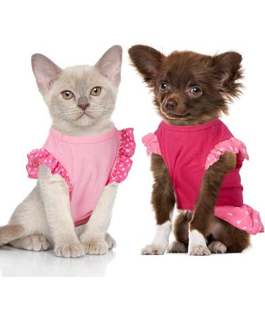 Pet Princess Dress Shirt - 4-Piece Cute Dog Sundress Set for Small Dogs & Cats - Summer Apparel with Ruffles - Puppy Skirt Shirt - Buy Online on SooperMarket.com
