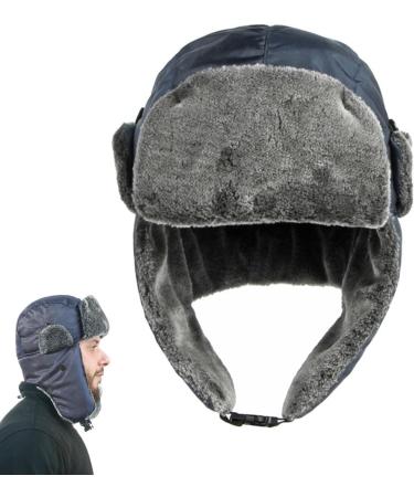 Neamou Warm Winter Hats for Hunting & Outdoor Activities | Coldfoot Tapper Hats with Ear Flaps | Navy Blue Ear Care Hats for Skiing Cycling & More - Buy Online on SooperMarket.com