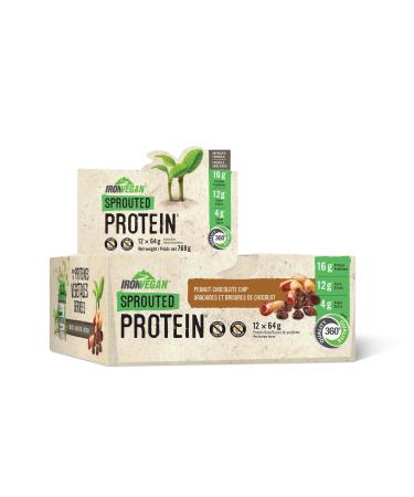 Iron Vegan Sprouted Protein Bar - Peanut Chocolate Chip Peanut Choc. Chip 62g/12