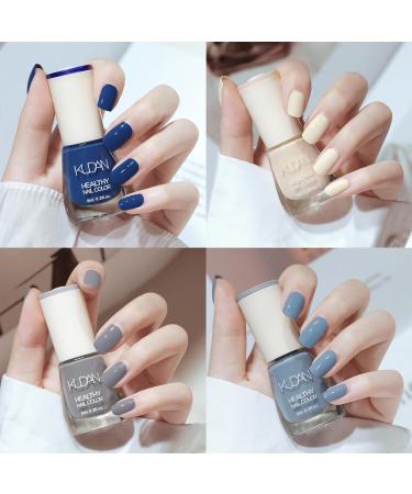 4 Pieces Blue Nail Polish Set - Quick Drying & Long-Lasting Blue Beige Grey Nail Polish - Non-Toxic Water-based Nail Polish - No UV Nail Polish for DIY Nail Art Manicure at Home (4 Pieces Blue Set) - Buy Online on SooperMarket.com