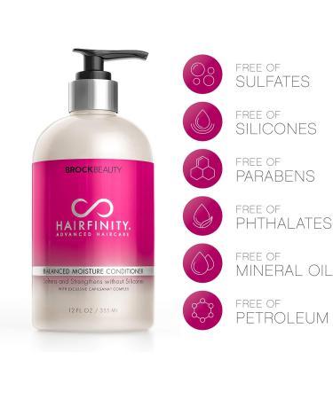Buy Hairfinity Balanced Moisture Biotin Conditioner - Repair Damaged Dry Curly & Frizzy Hair - Thickening Formula for Thin Hair - Color-Safe Treatment - 12Oz - Buy Online on SooperMarket.com