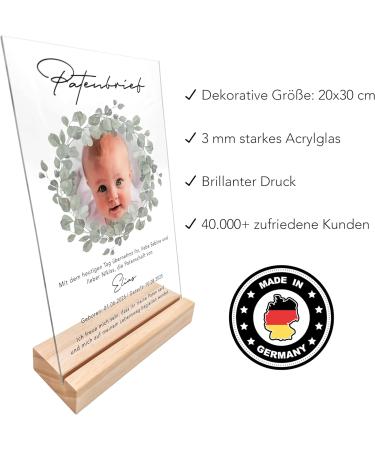 Personalized Godfather Sponsorship Certificate | Custom Acrylic Baptism Gift | 20x30 cm Eucalyptus Frame - Buy Online on SooperMarket.com
