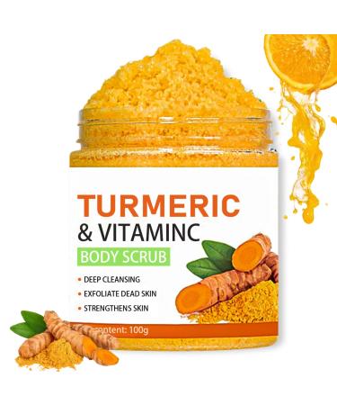 Turmeric And Vitamin C Body Scrub Exfoliating Body Scrub With Turmeric Dead Skin Remover For Body Improve Dark Spots&Acne Natural Deep Cleansing Body Scrub Exfoliator Body Skin Care 100g